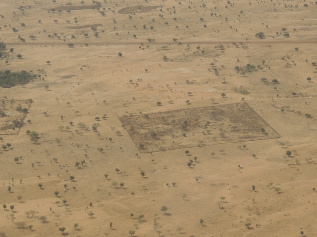 Fenced land in Djibo, seen from airplane